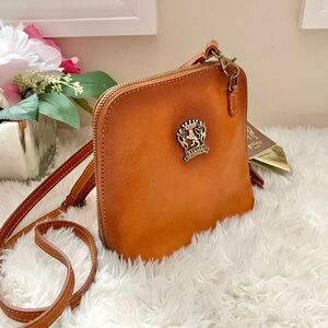 NEW Pratesi Firenze Leather Crossbody Shoulder Bag in cognac brown NWT